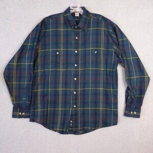 Vintage Windridge Shirt Size Medium M Green Flannel Plaid Long Sleeve Oversized